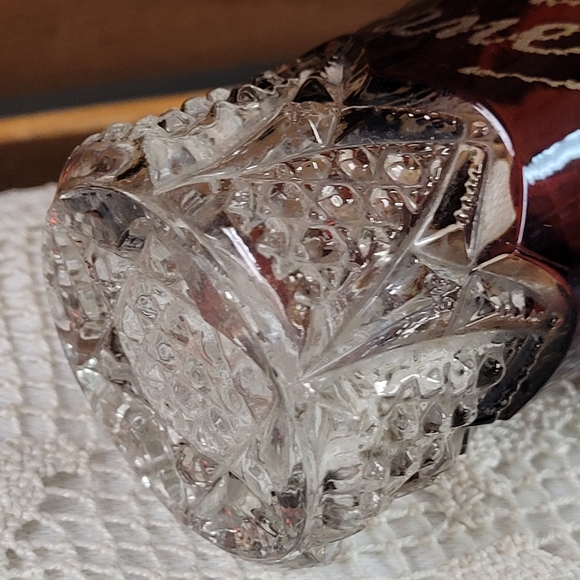 1901 Souvenir Ruby Glass Cut Crystal Toothpick Holder - Picture 6 of 8